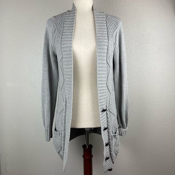VENUS Gray Extra Long Open Front Cardigan Sweater Size M EUC - Picture 1 of 7